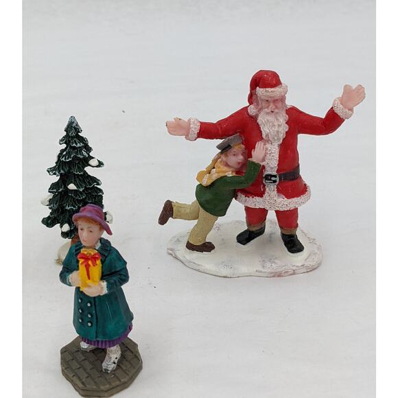 Lemax Christmas Figurines Hugging Santa Claus Tree - Picture 9 of 12